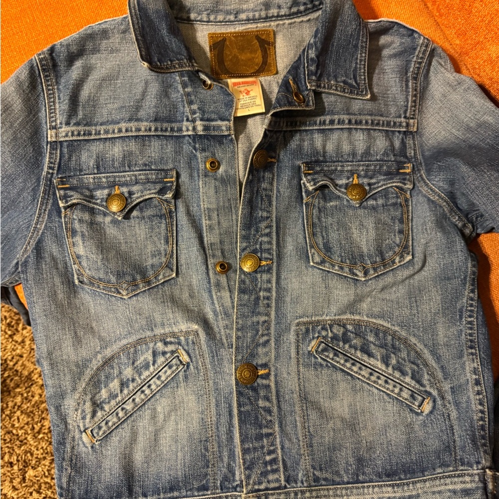 Denim Daltry snakeye True ReligionJacket with Brass Buttons sz S